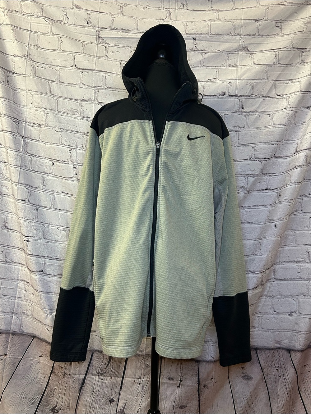 Nike Black & Light Olive Green Hooded Performance Jacket